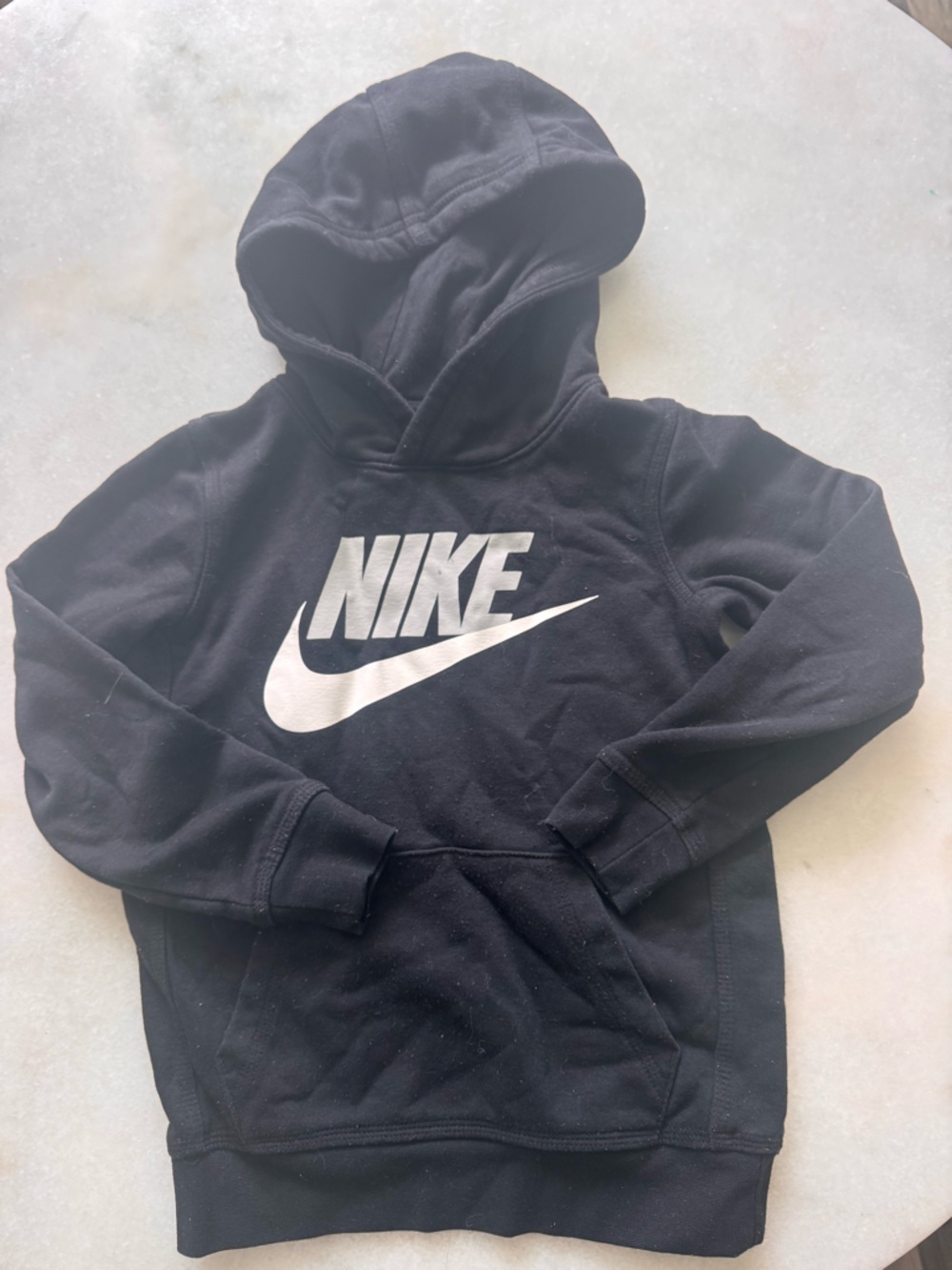 Boys Nike Black Hoodie with White Swoosh and Wordmark